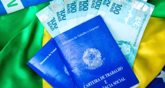 Carteira de Trabalho cedulas de cem reais salario minimo.jpg